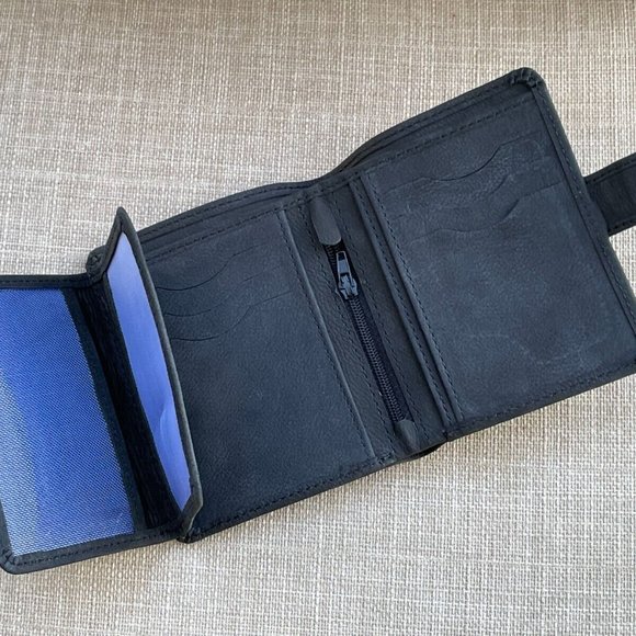 Men Wallet Black Genuine Leather Bifold Card Holder Handmade Purse Money Clip - Picture 6 of 12